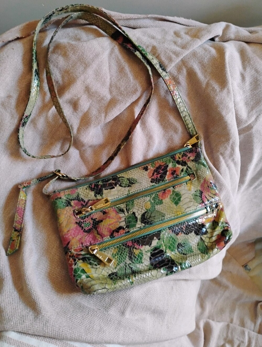 HOBO Leather Crossbody Bag, Floral, Adjustable